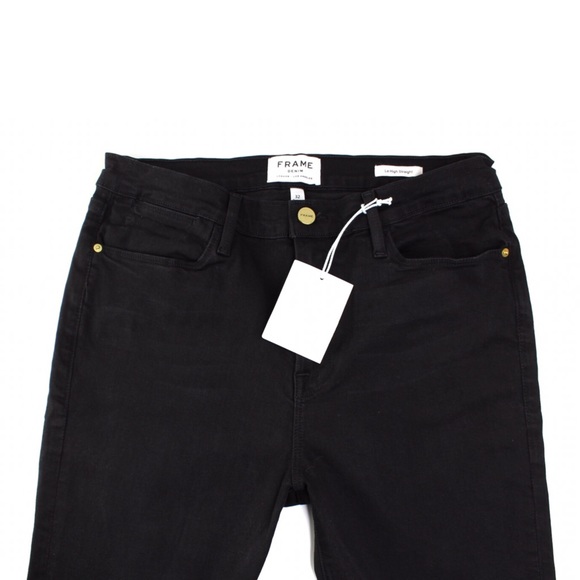 FRAME Noir Le High Fray Fringe Hem Straight Leg Jeans 26 6 - Picture 4 of 11